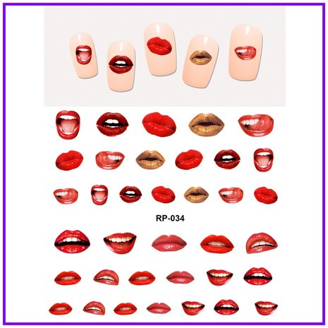 Nagel Sticker Set Lippen (150 stickers)