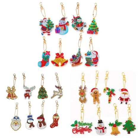 Diamond Painting Sleutelhanger Set Kerst 17 (24 stuks)