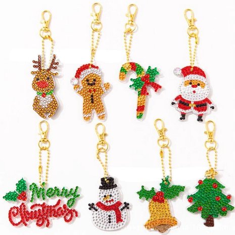 Diamond Painting Sleutelhanger Set Kerst 17 (24 stuks)
