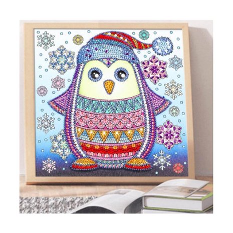 OP=OP Special Diamond Painting Kerst Pinguin 25x25cm