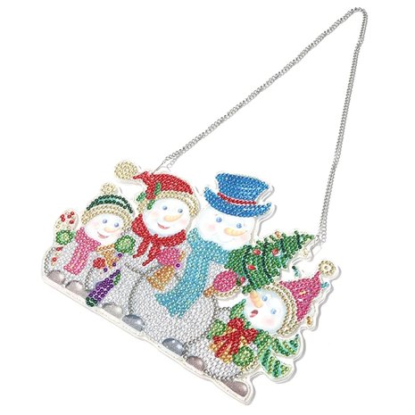OP=OP Diamond Painting Hangend Ornament Kerst 01 20cm (Sneeuwpoppen)