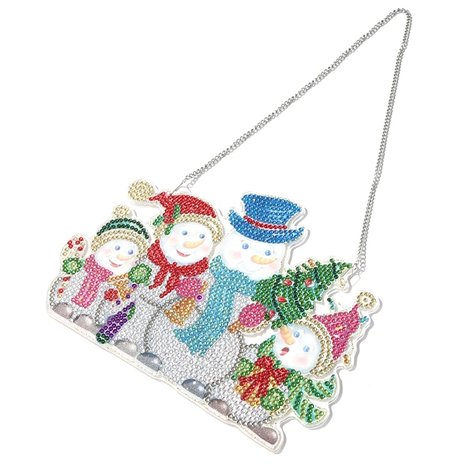 Diamond Painting Hangend Ornament Kerst 01 20cm (Sneeuwpoppen)