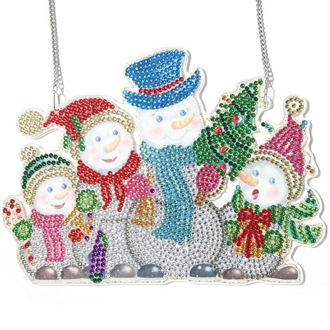 Diamond Painting Hangend Ornament Kerst 01 20cm (Sneeuwpoppen)