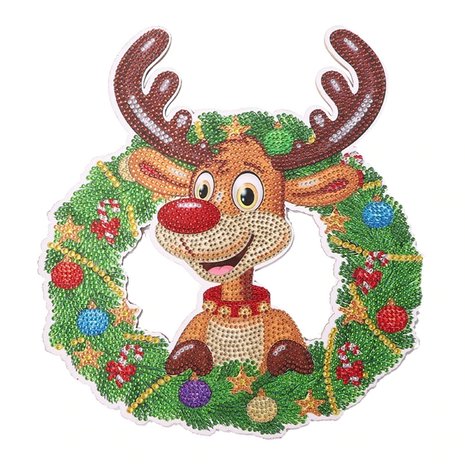 Diamond Painting Kerst Krans flexibel 01 (Rendier)(30cm)