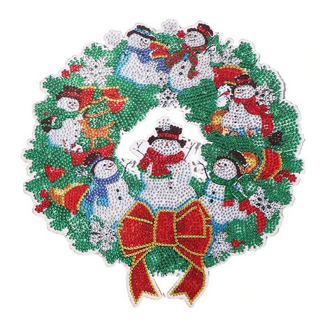 OP=OP Diamond Painting Kerst Krans flexibel 03 (Sneeuwpop)(30cm)