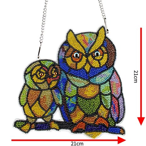 OP=OP Diamond Painting Hangend Ornament Uilen (21cm)