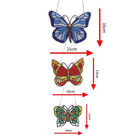 Diamond Painting Hangend Ornament Vlinders (3 stuks)