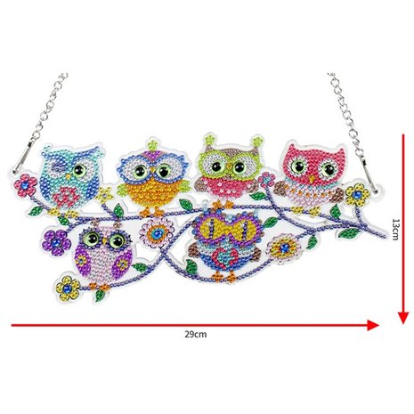 Diamond Painting Hangend Ornament uiltjes op tak (29cm)