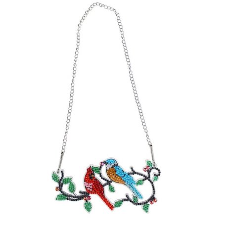 OP=OP Diamond Painting Hangend Ornament 2 vogeltjes op tak (15cm)