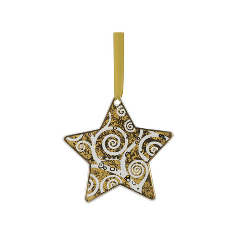 Goebel - Gustav Klimt | Kersthanger De levensboom wit-goud | Ornament, Porselein, 11cm, echt goud