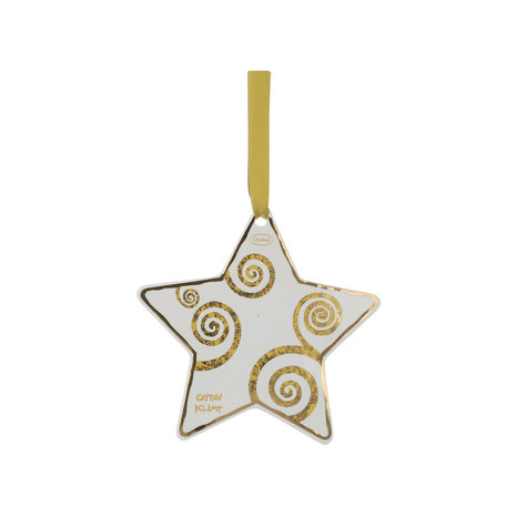 OP=OP Goebel - Gustav Klimt | Kersthanger De levensboom wit-goud | Ornament, Porselein, 11cm, echt goud