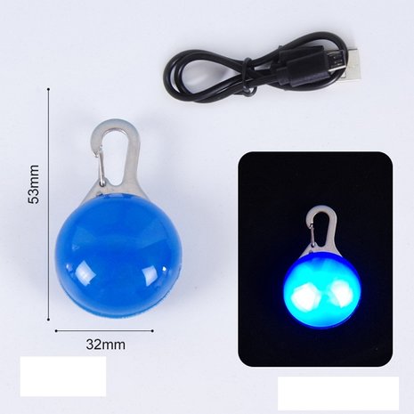 Led Lichtbol met clip voor honden halsband (Blauw)(USB oplaadbaar)