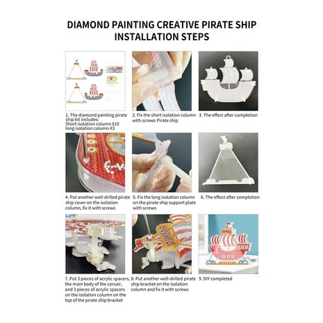 OP=OP Diamond Painting Piraten Schip op standaard 04 (20cm)