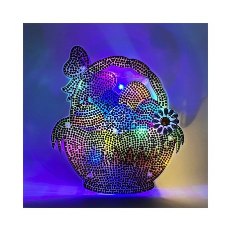 OP=OP Diamond Painting Staand Paas Ornament met verlichting Mand met eieren (19cm)