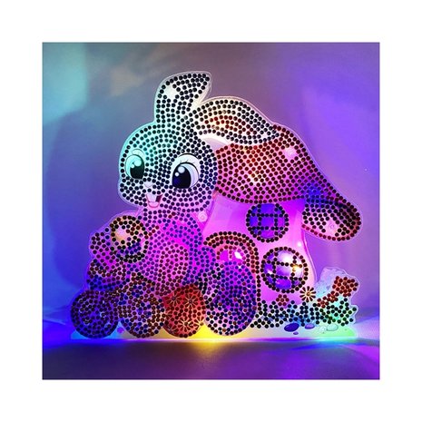 Diamond Painting Staand Paas Ornament met verlichting Haasje met paddestoel (20cm)