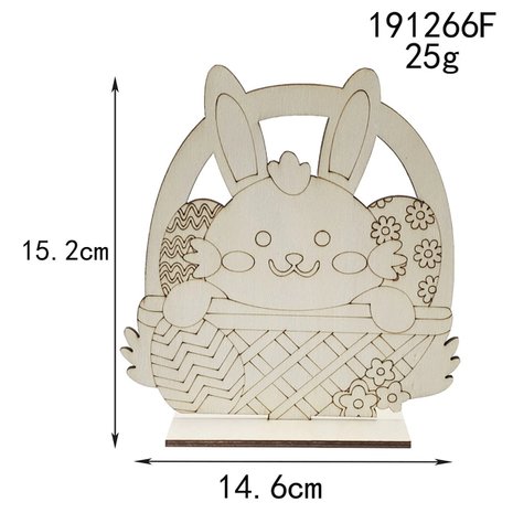 OP=OP Houten Paashaas in mand om zelf te beschilderen / kleuren (15cm)
