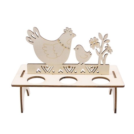 OP=OP Houten eier standaard Kip om zelf te beschilderen / kleuren (20cm)