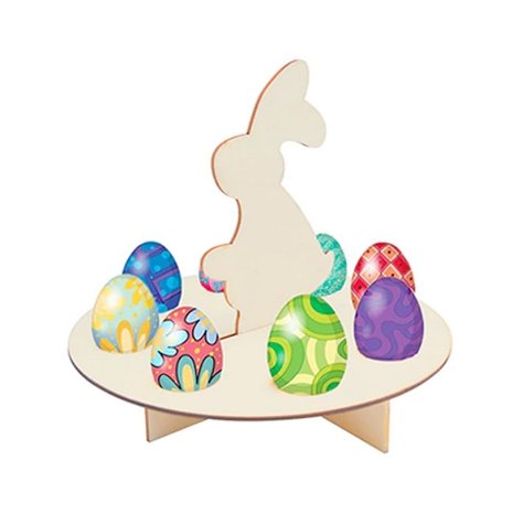 Houten eier standaard Haas Rond om zelf te beschilderen / kleuren (20cm)