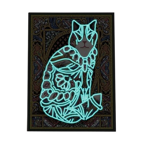 Diamond Painting Glow in the dark Kat 25x35cm