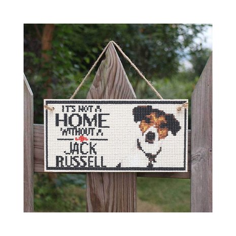 Diamond Painting Welkomstbordje 02 25cm (Jack Russell)