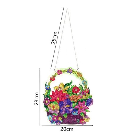 Diamond Painting Hangend Ornament Bloemen in mand (25cm)