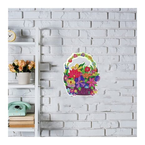 OP=OP Diamond Painting Hangend Ornament Bloemen in mand (25cm)