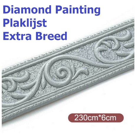 Diamond Painting Plaklijst op rol extra breed zilver (230x6cm)