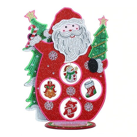 Diamond Painting Staand Kerst Ornament Kerstman Glow in the dark (30cm)