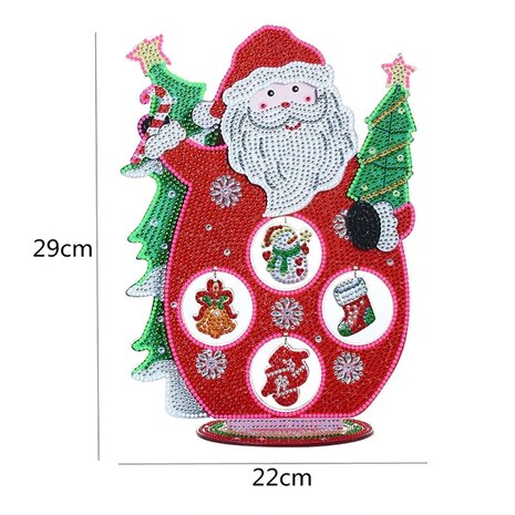 Diamond Painting Staand Kerst Ornament Kerstman Glow in the dark (30cm)