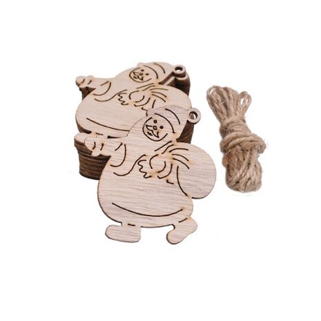 OP=OP Houten Kersthangers Kerstmannen om zelf te beschilderen / kleuren (10 stuks/60mm)