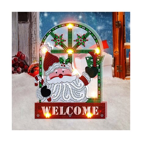 OP=OP Diamond Painting Staande Kerst Lamp 04 (Welcome Kerstman)