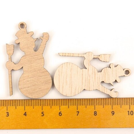 OP=OP Houten mini Kersthangers assortiment om zelf te beschilderen / kleuren (10 stuks/44mm)