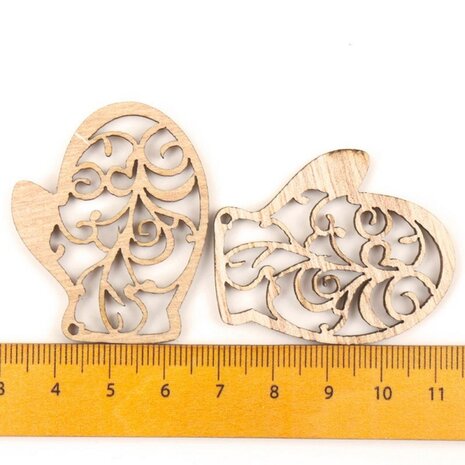 OP=OP Houten mini Kersthangers assortiment om zelf te beschilderen / kleuren (10 stuks/44mm)