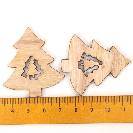 Houten mini Kersthangers Kerstboompjes om zelf te beschilderen / kleuren (10 stuks/44mm)