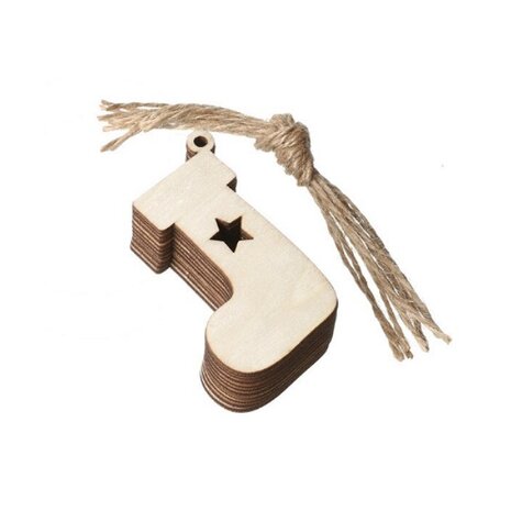 OP=OP Houten Kersthangers Kerstsokken om zelf te beschilderen / kleuren (10 stuks/80mm)