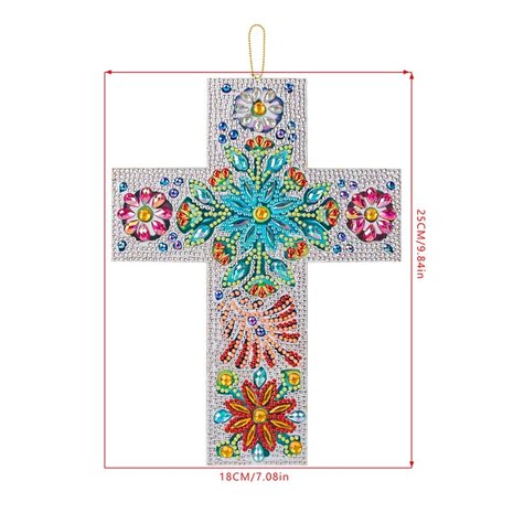Diamond Painting Hangend Ornament Kruis 101 (25cm)