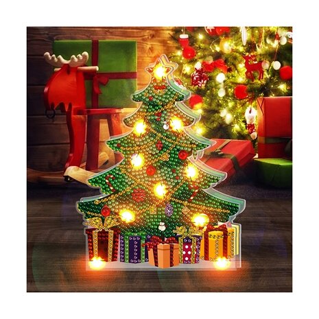 OP=OP Diamond Painting Staande Kerst Lamp 07 (Kerstboom)