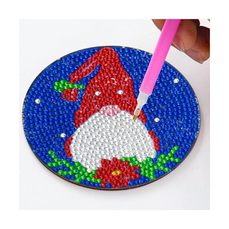 OP=OP Diamond Painting Kerst Onderzetter set 01 met houder (6 stuks)