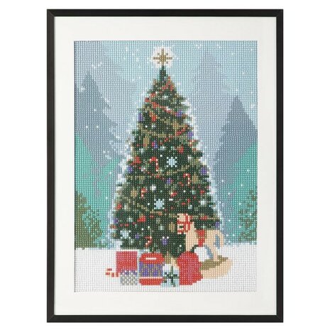 OP=OP Grafix Diamond Painting Kerstboom 30x40cm - Rond