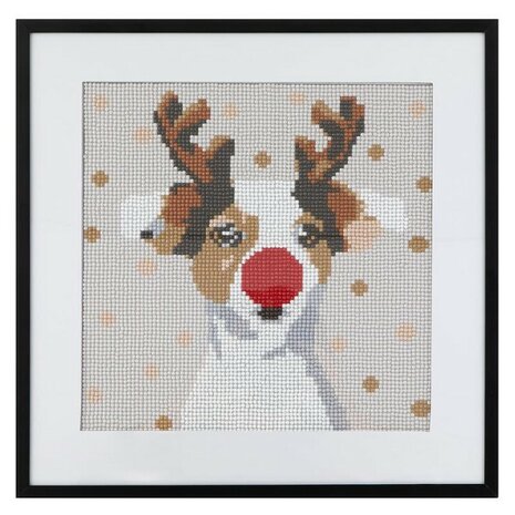OP=OP Grafix Diamond Painting Kerst hond 30x30cm - Rond