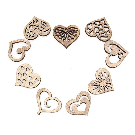 OP=OP Houten mini harten assortiment om zelf te beschilderen / kleuren (50 stuks/33mm)