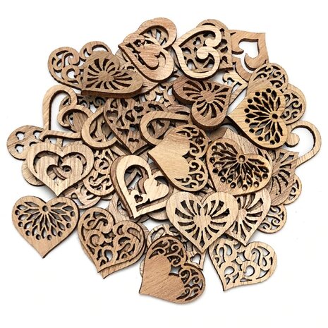 OP=OP Houten mini harten assortiment om zelf te beschilderen / kleuren (50 stuks/33mm)