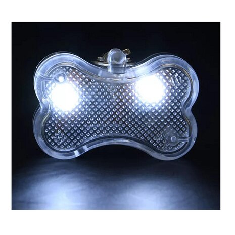 OP=OP Led verlicht botje met clip voor honden halsband (Wit)