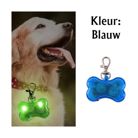 Led verlicht botje met clip voor honden halsband (Blauw)