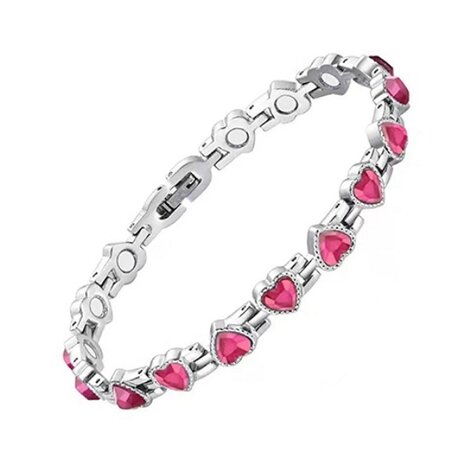 Magnetische Stalen (dames) armband Harten roze