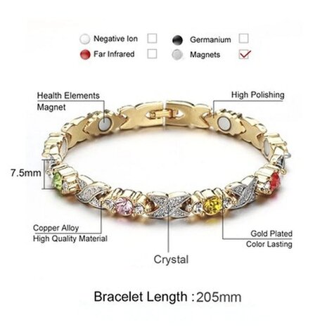 Magnetische Stalen (dames) armband Aby kleurrijk-goudkleurig