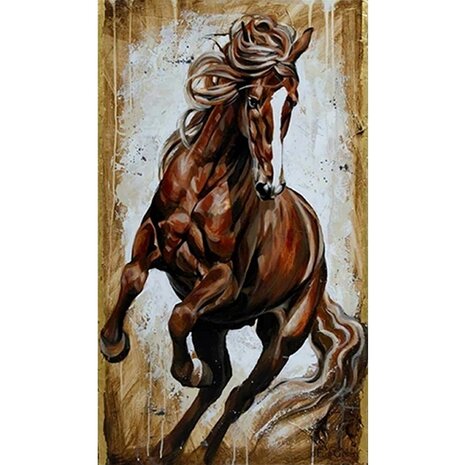 Diamond Painting Rennend Paard 01 (formaat en vorm steentjes naar keuze)