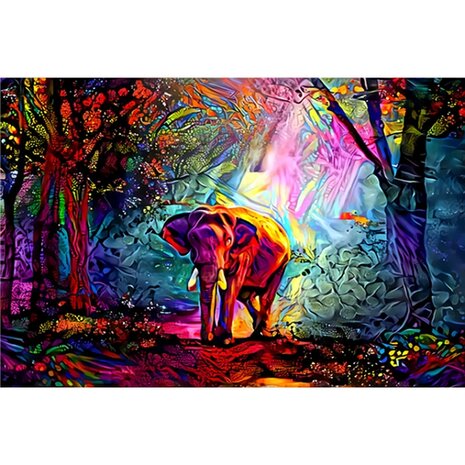 Diamond Painting Olifant Graffiti 01 (formaat en vorm steentjes naar keuze)