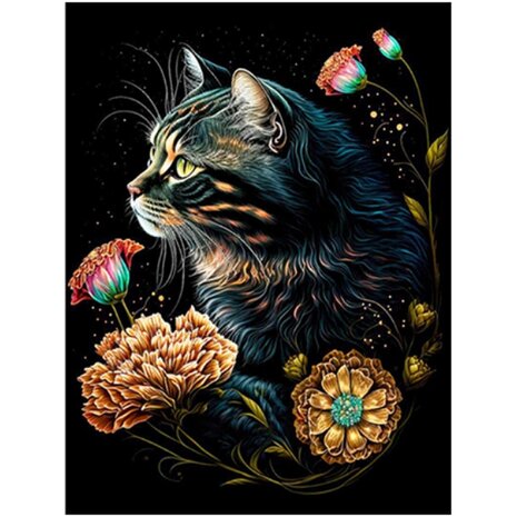 Diamond Painting Katten met bloemen 12