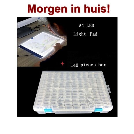 OP=OP Diamond Painting Sorteerdoos 140 slots TicTac style + A4 Lightpad